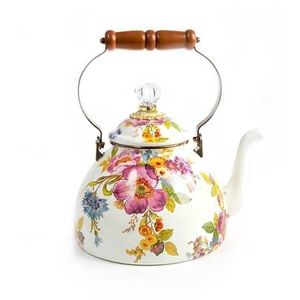Mackenzie-Childs Flower Market 3 Quart Tea Kettle - White